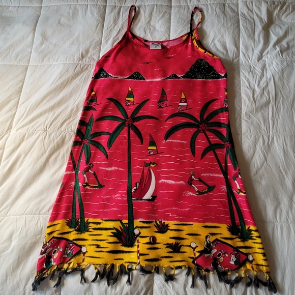 Cocowalk women's size small 100% rayon t-shirt dress with tasseled bottom - Picture 3 of 15